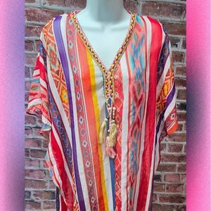 Sea Salt Society V-Neck Tassel Kaftan Cover-Up – Women’s S/M Multicolor